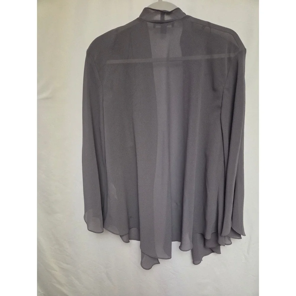 R&M Richards Woman Beaded‎ Sheer Open Front Gray Cardigan Jacket 18W